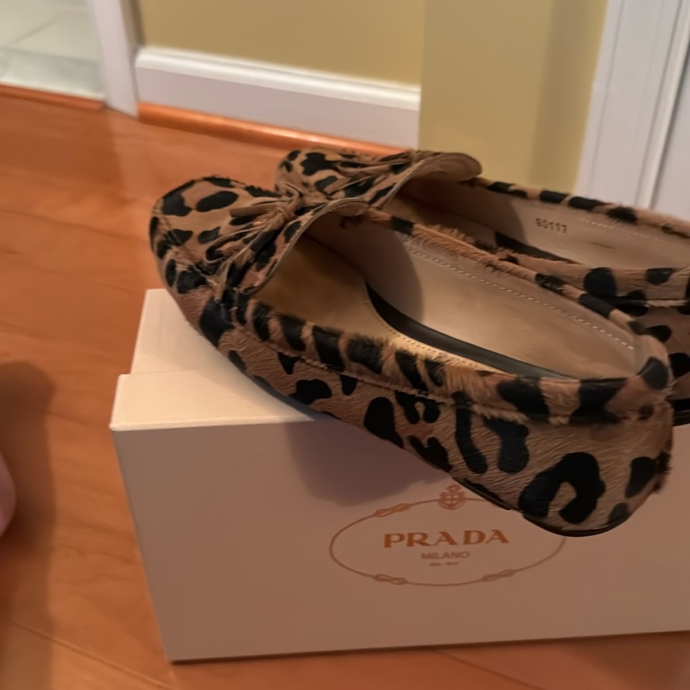 Ladies Prada animal print loafers